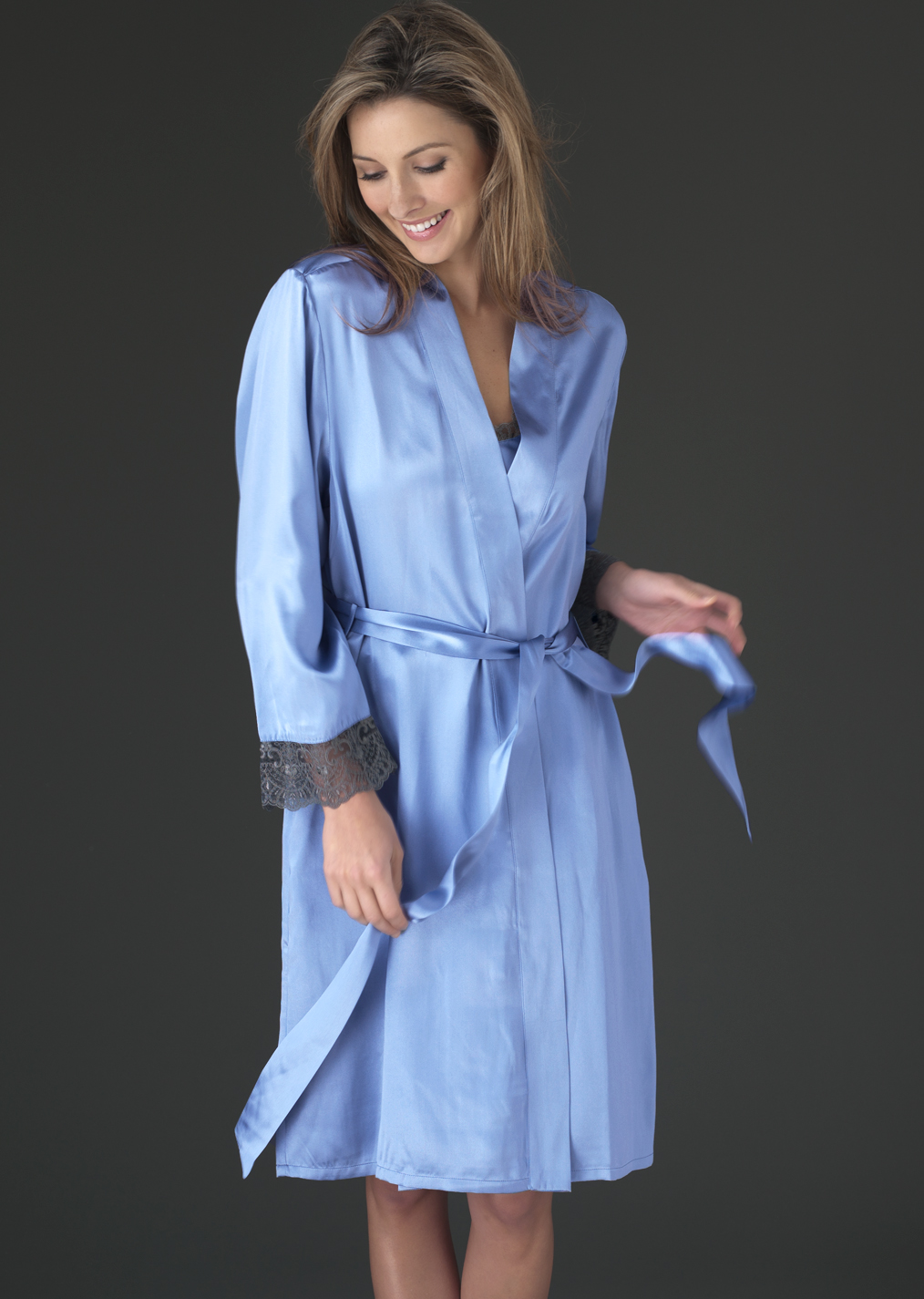 luxury silk short robe